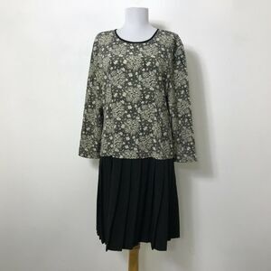 Of Arim Fashions Floral Drop Waist Dress Size‎ S Black Pleated Polyester Womens